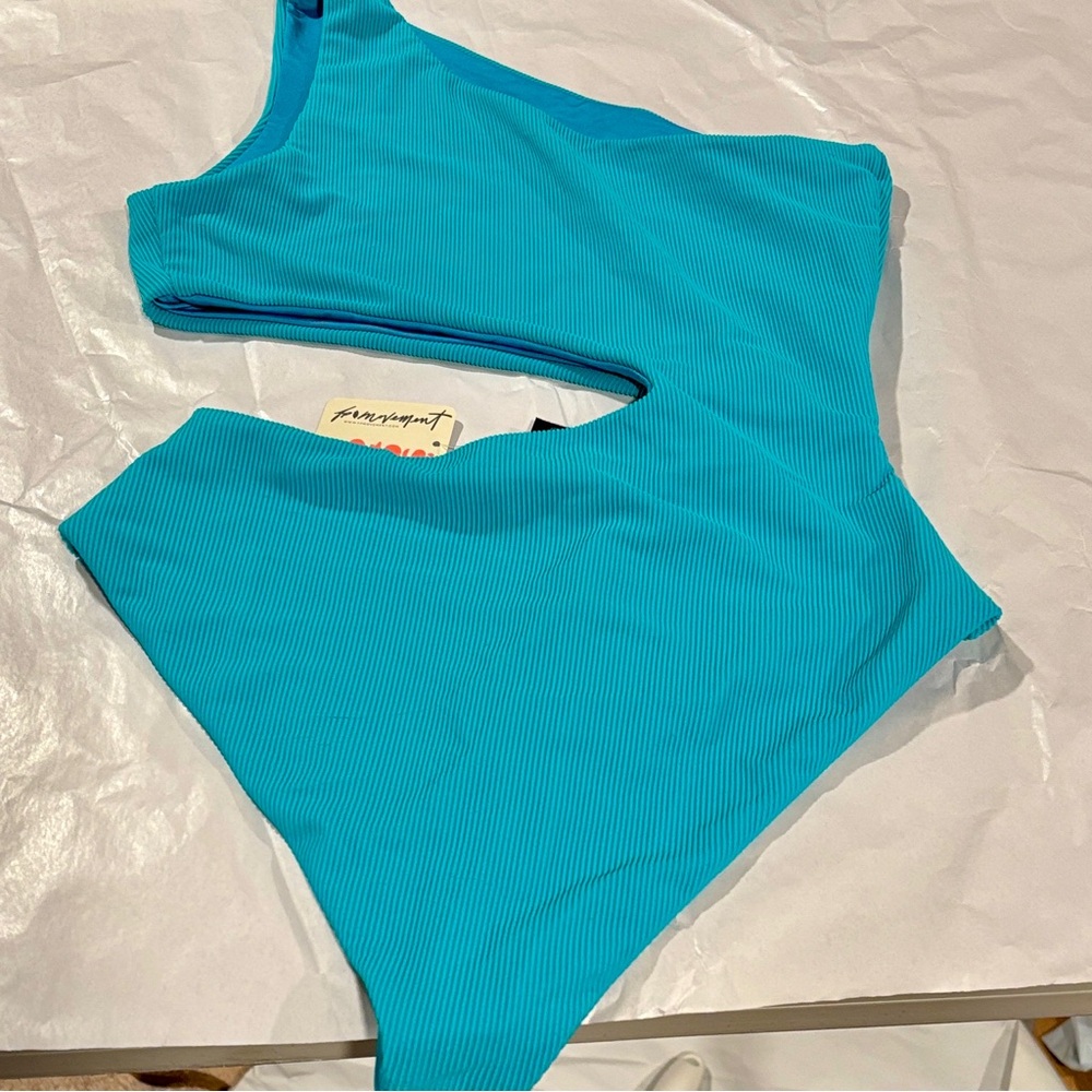 NWT Free People x Beach Riot Celine One-Piece, Small, Malibu Blue